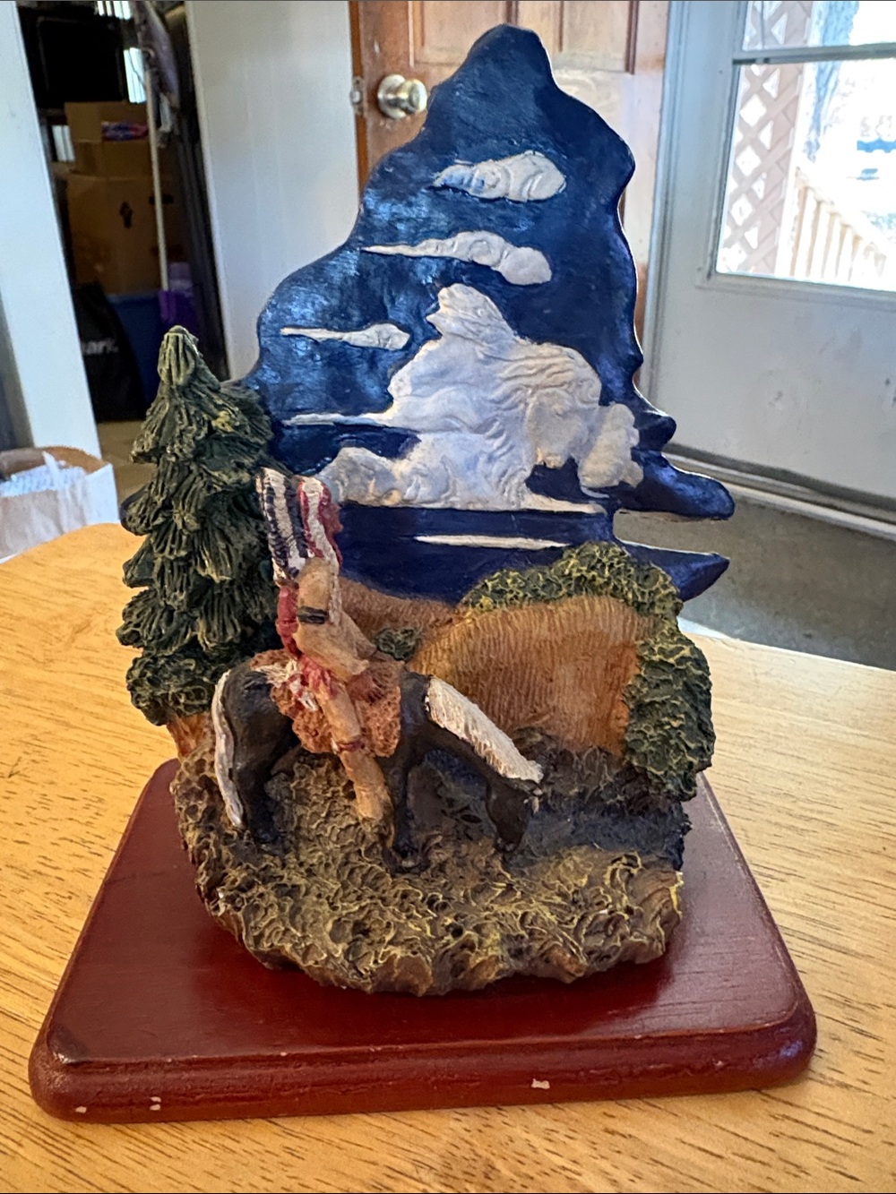 Hand-painted Native American Warrior or Chief resin Bookend
